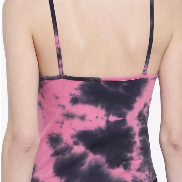 Hot Topic Scream Ghostface Scary Movies Pink Black Tie Dye Cami Tank Crop Top 2X - Picture 5 of 6
